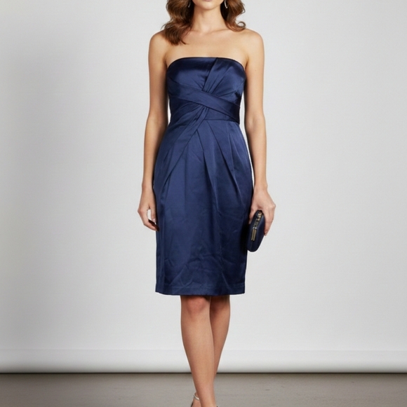 BCBGMaxAzria Dresses & Skirts - BCBGMax Azria Blue Satin Feel Twist  Cocktail Dress Size 6